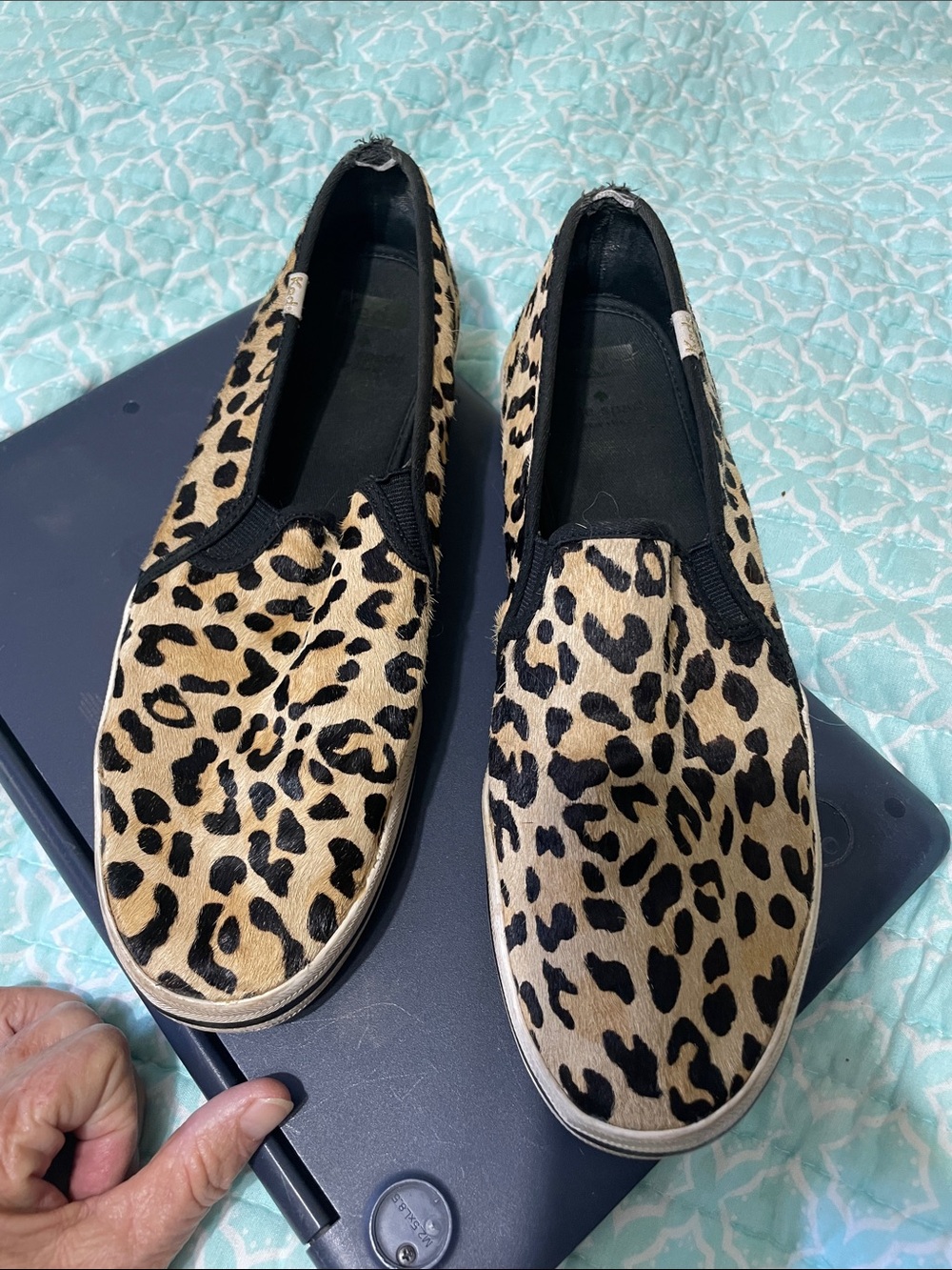 ted’s leopard print calf hair, flat shoes